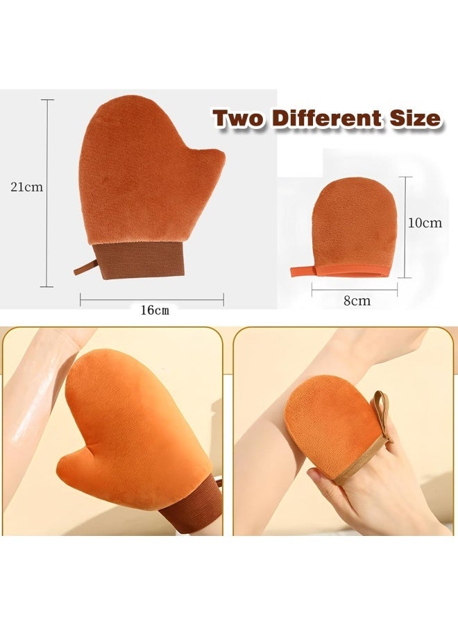 2 PCS Self Tanning Mitt Applicator,Soft Flocking Exterior for Streak-Free Application, Waterproof Liner, Elastic Cuff Hanging Loop,Body Lotion Applicator Gloves For Sunscreen, Tanning Oil - Image 2